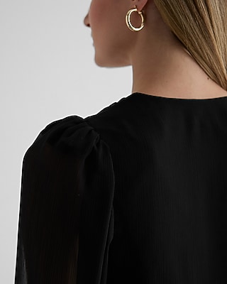 V-Neck Smocked Cuff Peplum Top