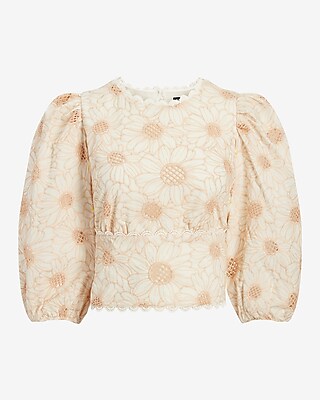 Express Embroidered Eyelet Open Back Top