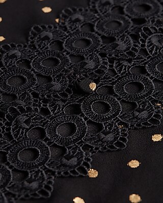 Metallic Dot Eyelet Lace Button Up Long Sleeve Top - image 5