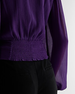 V-Neck Faux Wrap Tie Waist Top