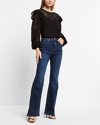 Lace Long Sleeve Ruffle Shoulder Top - image 2