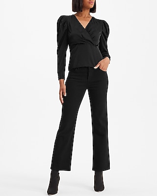 Satin Puff Sleeve Wrap Top - image 2