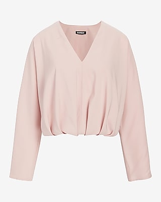 Satin V-Neck Relaxed Dolman Sleeve Top