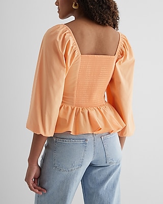 V-Neck Pleated Peplum Top