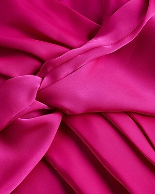 Satin V-Neck Twist Front Peplum Top - thumbnail 7