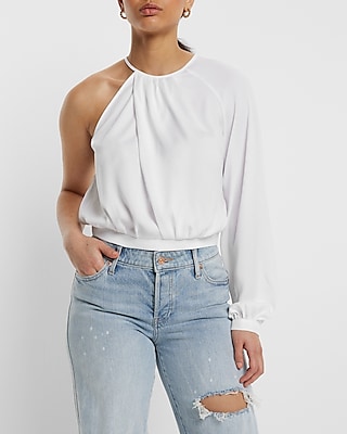 Gathered Neck One Shoulder Top - image 1