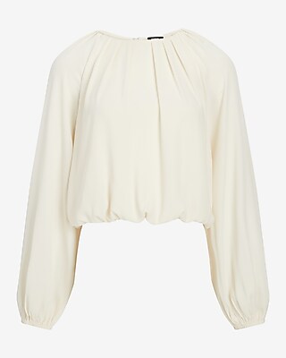 Gathered Neck Balloon Sleeve Top | Express