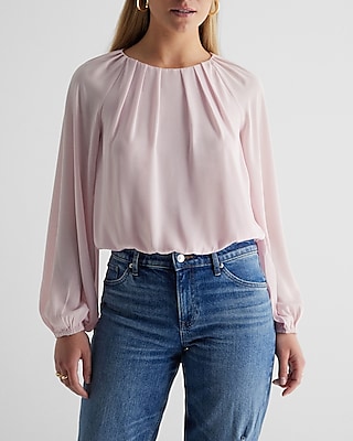 Gathered Neck Balloon Sleeve Top