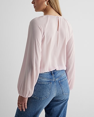 Gathered Neck Balloon Sleeve Top