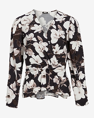 EASY LS PEPLUM BLS PRINT 9709288:B&W PRINT:M