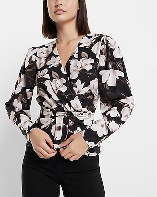 EASY LS PEPLUM BLS PRINT 9709288:B&W PRINT:M