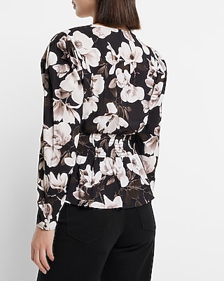 EASY LS PEPLUM BLS PRINT 9709288:B&W PRINT:M