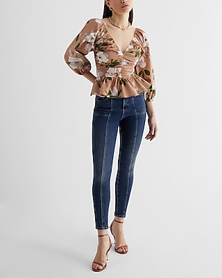 Floral Pleated Peplum Top