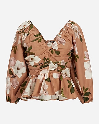 Floral Pleated Peplum Top