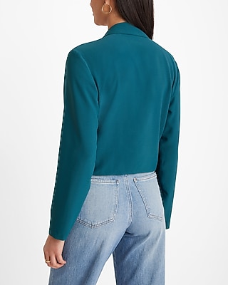 Collared V-Neck Long Sleeve Faux Wrap Front Top