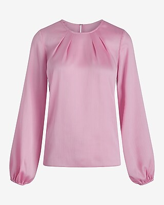 Satin Textured Gathered Neck Balloon Sleeve Top - image 5