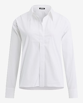 Cotton Poplin Long Sleeve Adjustable Hem Shirt - image 5