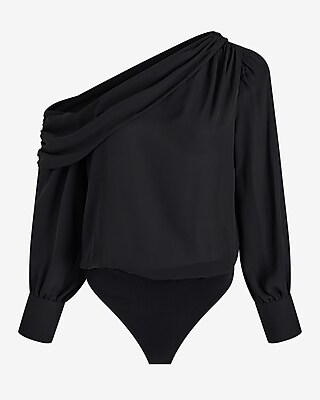 Off The Shoulder Draped Balloon Sleeve Bodysuit