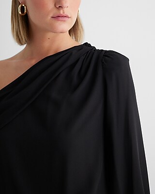 Off The Shoulder Draped Balloon Sleeve Bodysuit