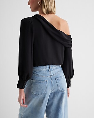 Off The Shoulder Draped Balloon Sleeve Bodysuit