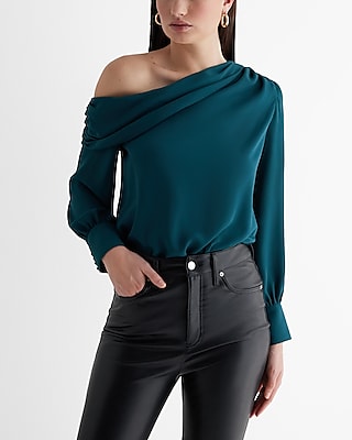 Off The Shoulder Draped Balloon Sleeve Bodysuit