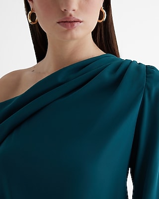 Off The Shoulder Draped Balloon Sleeve Bodysuit
