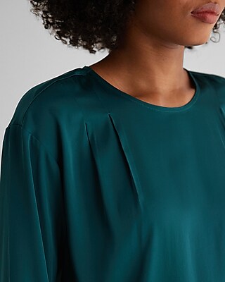 Satin Long Sleeve Pleated Gramercy Tee