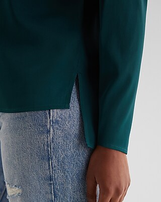 Satin Long Sleeve Pleated Gramercy Tee