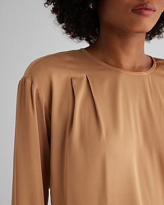 Satin Long Sleeve Pleated Gramercy Tee - image 2
