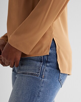Satin Long Sleeve Pleated Gramercy Tee - image 3