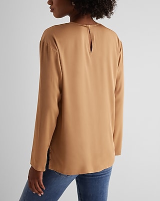 Satin Long Sleeve Pleated Gramercy Tee - image 4