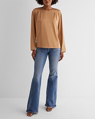 Satin Long Sleeve Pleated Gramercy Tee - image 5