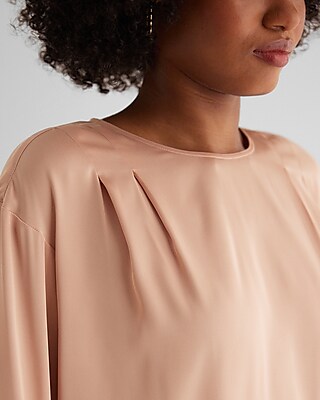 Satin Long Sleeve Pleated Gramercy Tee