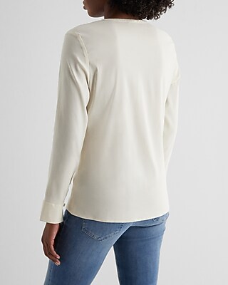Satin Fold Over Front Portofino Shirt