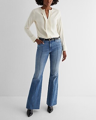 Satin Fold Over Front Portofino Shirt