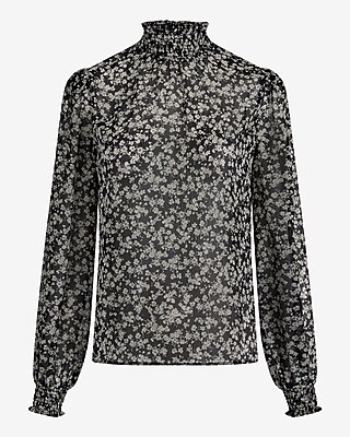 SMOCKED LS BLOUSE AO FLORAL CHAIN 9710213:PRINT-MULTI:S