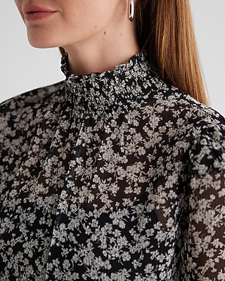 SMOCKED LS BLOUSE AO FLORAL CHAIN 9710213:PRINT-MULTI:S