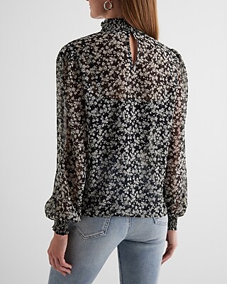 SMOCKED LS BLOUSE AO FLORAL CHAIN 9710213:PRINT-MULTI:S
