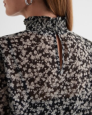 SMOCKED LS BLOUSE AO FLORAL CHAIN 9710213:PRINT-MULTI:S