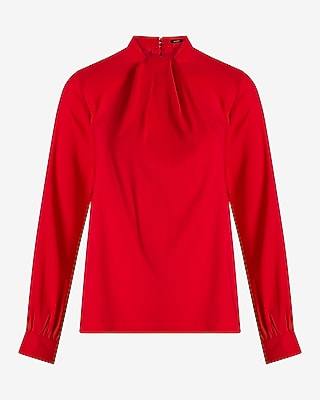 Satin Twist Mock Neck Long Sleeve Top