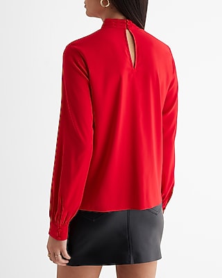 Satin Twist Mock Neck Long Sleeve Top