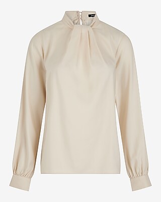 Satin Twist Mock Neck Long Sleeve Top