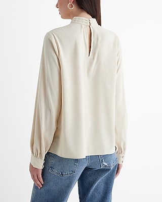 Satin Twist Mock Neck Long Sleeve Top