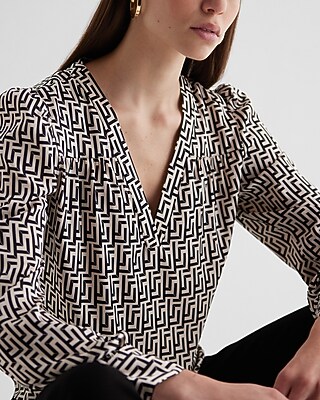 EASY TUCKABLE BLS GRECIEN STENCIL PRINT 9709854:PRINT-BLACK:M