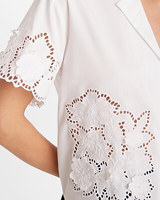 EMB EMROIDERY SS SHIRT 9710425:TRUE WHITE:S