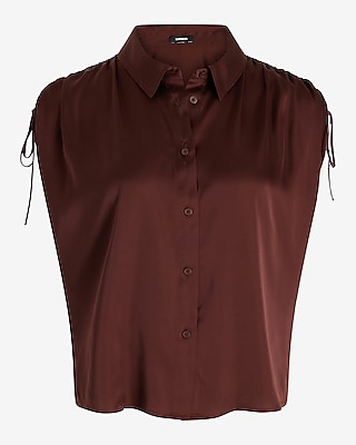 Satin Tie Sleeve Button Up Shirt