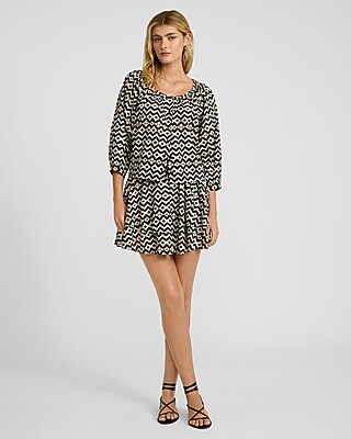Cotton Voile Printed Scoop Neck Balloon Sleeve Button Front Top - image 5