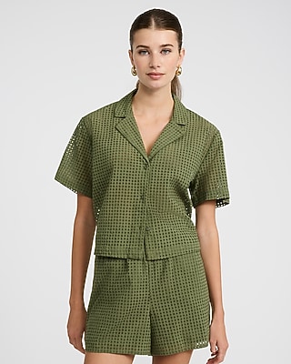 Cotton Eyelet Short Sleeve Shirt