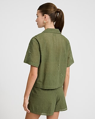 Cotton Eyelet Short Sleeve Shirt