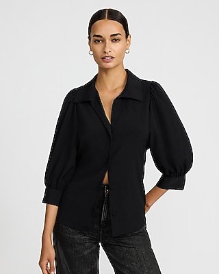 express black dress shirt Solid Wrinkle-resistant Everyday Performance Short Sleeve Dress Shirt